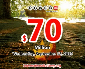 强力球奖金于2019年9月18日达到了7000万美元。